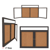 2-3 Door Enclosed Outdoor Bulletin Boards with Your Message Header and Radius Edge Cabinet Corners | All-Weather, Wall Mount Aluminum Display Case 35+ Sizes