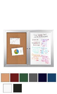 72" x 48" Outdoor Enclosed Combination Bulletin Board & Marker Board - Whiteboard or Black Board