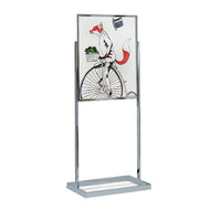 22 x 28 Dry Erase White Board Pedestal Sign Holder with Open Face Board, Double Sided, Silver Chrome Aluminum