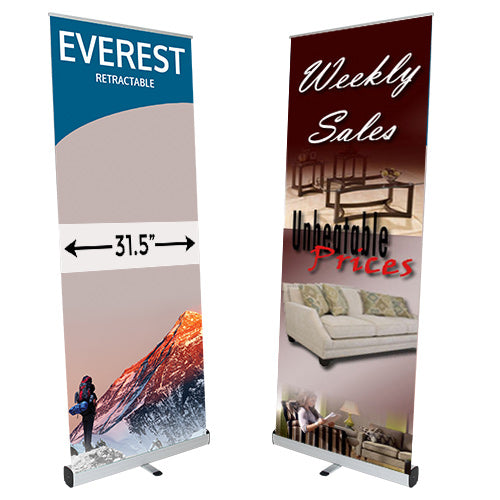 EVEREST 31.5" Wide Lightweight Retractable Banner Stands | Single Sided 