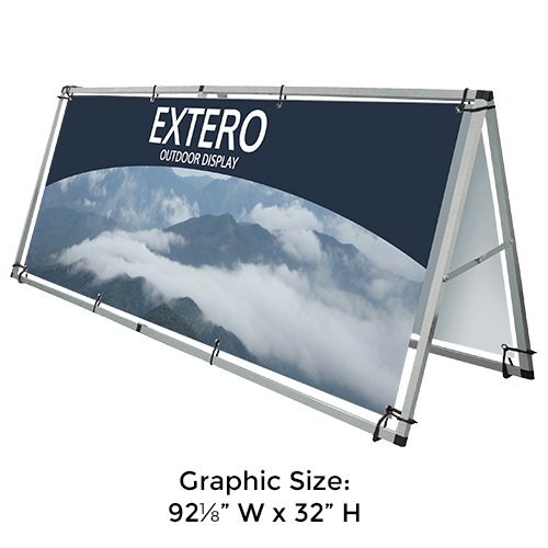 Extero 92 1/8" Wide x 32" High Double Sided A-Frame Silver Aluminum Outdoor Bannerstand