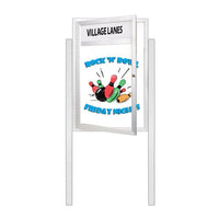 Extra Large Outdoor Dry Erase Marker Board SwingCases with Header and Leg Posts (Gloss White Board Magnetic Porcelain Steel)
