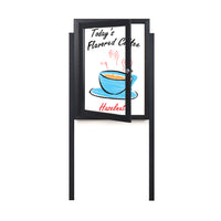 Extra Large Outdoor Enclosed Dry Erase White Marker Board SwingCases with Posts | Magnetic Porcelain Steel White Board