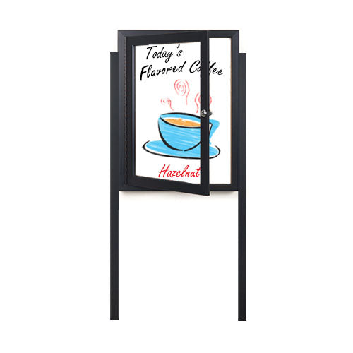 XL SwingCase "Weather-Resistant Outdoor Dry Erase Whiteboard with Posts and LED Lights | 15+ Sizes