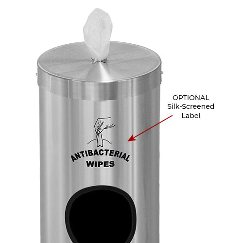 Disinfecting Wipe Dispenser Stand with Trash Receptacle