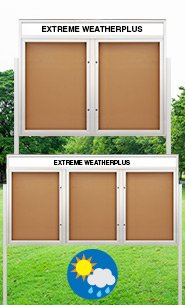 EXTREME WeatherPlus™Enclosed Outdoor Bulletin Board Display Sands with Posts | Personalized Header and Multiple Locking Doors