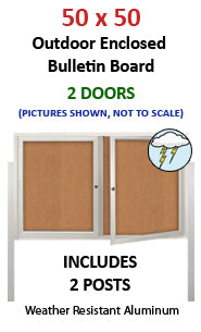 2-Door Outdoor Display Case 50x50 Free Standing on Posts