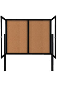 Outdoor Lockable Bulletin Board 2 Door Free Standing