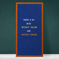 18x36 Wood Framed Blue Felt Letter Board | Shown with Cherry Finish and Optional Yellow Letters