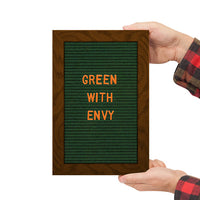 8x12 Wood Framed Green Felt Letter Board | Shown with Walnut Finish and Optional Gold Letters