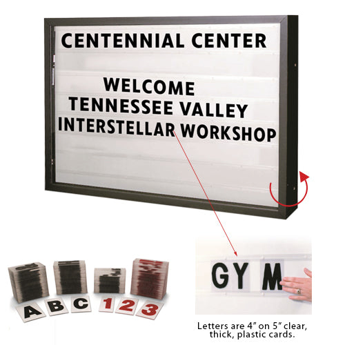 FREESTANDING Enclosed HEAVY DUTY 72x48 Reader Board is DOUBLE SIDED with 300 characters included. Easily slide them in and out to update your message with Optional LED Back-Light Available (2 Posts Included)