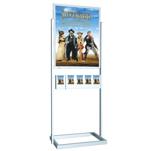 2 Tier Tilted Sign Holder Floor Poster Stand (for 22x28 Posters) in Black  and Silver