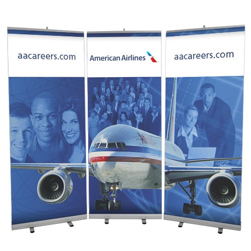 HIGHLAND Triple Retractable Banner Stand Kit | 31.5" Wide Banner | Set of 3 Single Sided Bannerstands with Hard Case