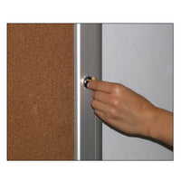 FRONT LOCKABLE 84" x 30" CORK BOARD CABINET (EACH DOOR SECURELY LOCKS)