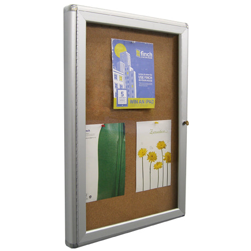 Indoor Enclosed Bulletin Boards w Rounded Corners + Single Locking Door