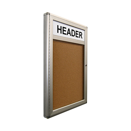Indoor Enclosed Bulletin Boards with Header (Rounded Corners)