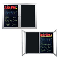 Indoor, Wall Mount Enclosed Dry Erase Black Markerboard | 2 and 3 Doors Metal Cabinet Styles with Black Porcelain on Steel Writing Surface