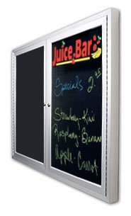 Wall Mount Indoor Black Marker Boards Display Cases with 2 and 3 Door Cabinets Styles