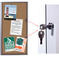 Lockable Bulletin Board has (2) Front Locks with Key Set
