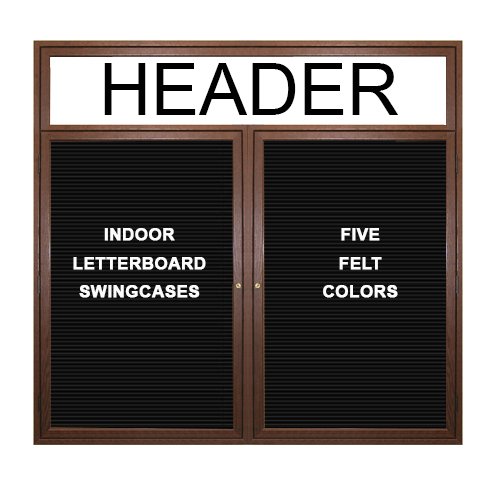 Indoor Enclosed Wood Framed Letter Boards with Header & Lights | Multiple Doors | 2 and 3 Door Display Cases