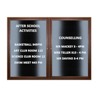 Indoor LED Lighted Enclosed Wood Framed Letter Boards | Multiple Doors | 2 and 3 Door Display Cases