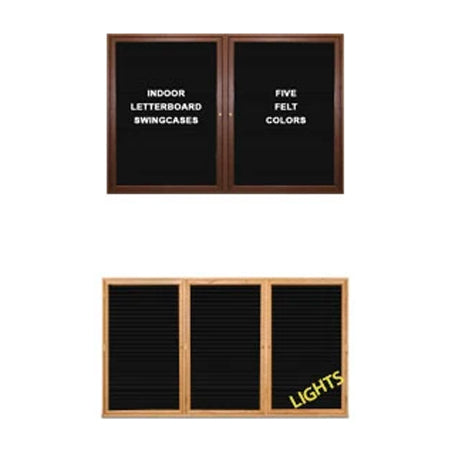 Indoor Enclosed Wood Framed Letter Boards with Lights 2 and 3 Door Models