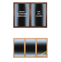 Indoor Enclosed Wood Framed Letter Boards with LED Lights 2 and 3 Door