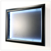 2 INCH DEEP SHADOW BOX (SHOWN in LANDSCAPE) with BLACK INTERIOR. ALL 4 INTERIOR SIDES HAVE LED STRIP LIGHTING INSTALLED.