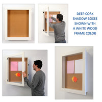 WHITE WOOD FRAMED SHADOW BOX DISPLAY CASES 4" DEEP with LED INTERIOR LIGHTING. SWING-OPEN, REPLACE YOUR POSTINGS, and SWING SHUT! OPTIONAL LOCK & KEY IS AVAILABLE