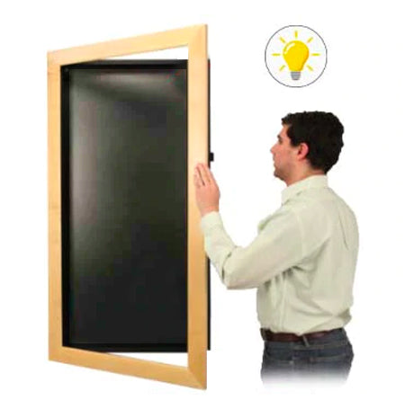 LED Lighted Large Shadow Box Display Case | WIDE WOOD Framed SwingFrames | 2" Deep Shadowbox with 25 Sizes