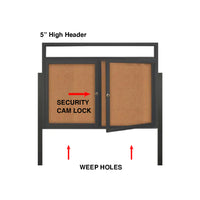 Outdoor Enclosed Illuminated Header Poster Display Cases (with Radius Edge & Leg Posts) (2 & 3 Doors)