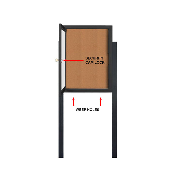 18x24 Bulletin Cork Board Pedestal Stand  Silver Locking Display Case –  BulletinBoards4Sale