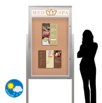 Free-Standing EXTREME WeatherPLUS™ Extra Large Outdoor Enclosed Bulletin Boards with Posts and Personalized Message Header | Single Locking Door 15+ Sizes