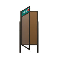 48 x 84 Extra Large Outdoor Enclosed Bulletin Board Lighted Display Case w Header and Posts (One Door)
