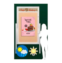 Extra Large Outdoor Enclosed Freestanding Radius Edge Bulletin Board Display Cases with Header