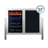 Outdoor Enclosed Dry Erase Marker Board with Posts (2 and 3 Doors) - Black Porcelain Steel