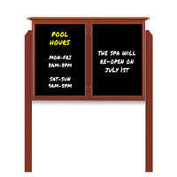 45" x 36" Outdoor Message Center - Double Door Magnetic Black Dry Erase Board with Header and Posts