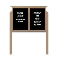 52" x 40" Outdoor Message Center - Double Door Magnetic Black Dry Erase Board with Header and Posts