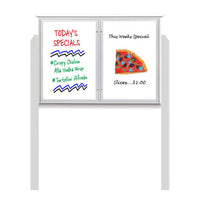 Outdoor Message Center Magnetic White Dry Erase Board - 45" x 36" | Double Door with Posts