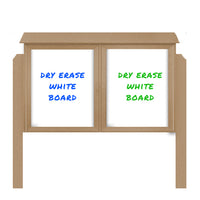 48" x 36" Outdoor Message Center - Double Door Magnetic White Dry Erase Board with Posts