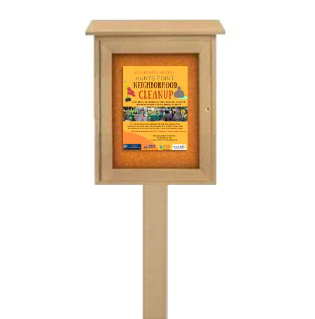 Outdoor Enclosed Bulletin Board Display Stand for Menus, Posters, Signs |  Metal Cabinet in 4 Sizes: 8.5x11, 11x17, 18x24, 22x28