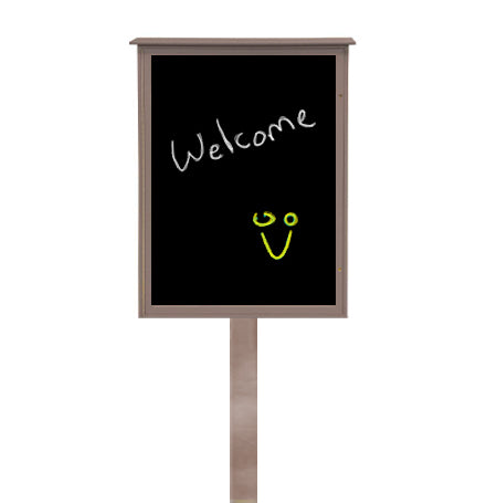 11" x 14" Outdoor Message Center - Magnetic Black Dry Erase Board with Posts