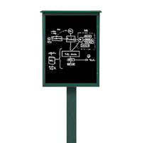 12" x 18" Outdoor Message Center - Magnetic Black Dry Erase Board with Posts