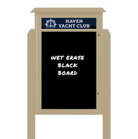 26" x 42" Outdoor Message Center - Magnetic Black Dry Erase Board with Header and Posts