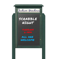 48" x 48" Outdoor Message Center - Magnetic Black Dry Erase Board with Header and Posts