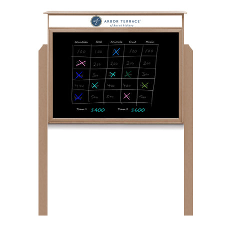 20" x 30"  Outdoor Message Center - Magnetic Black Dry Erase Board with Header and Posts