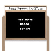 27" x 41" Outdoor Message Center - Magnetic Black Dry Erase Board with Header and Posts