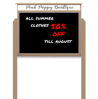 27" x 41" Outdoor Message Center - Magnetic Black Dry Erase Board with Header and Posts