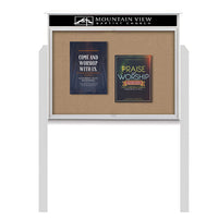 30x30 Outdoor Cork Board Message Center with Header and Posts - LEFT Hinged (Image Not to Scale)