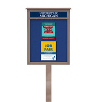 8.5x14 Cork Board Outdoor Message Center with Header and Posts - LEFT Hinged